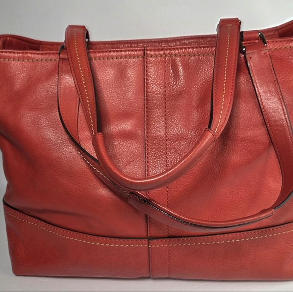 Coach Red Leather Tote Bag - Picture 3 of 13